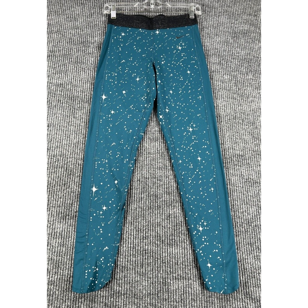 Nike Pro Leggings Womens Small Green Dri Fit Workout Training Active Gym New